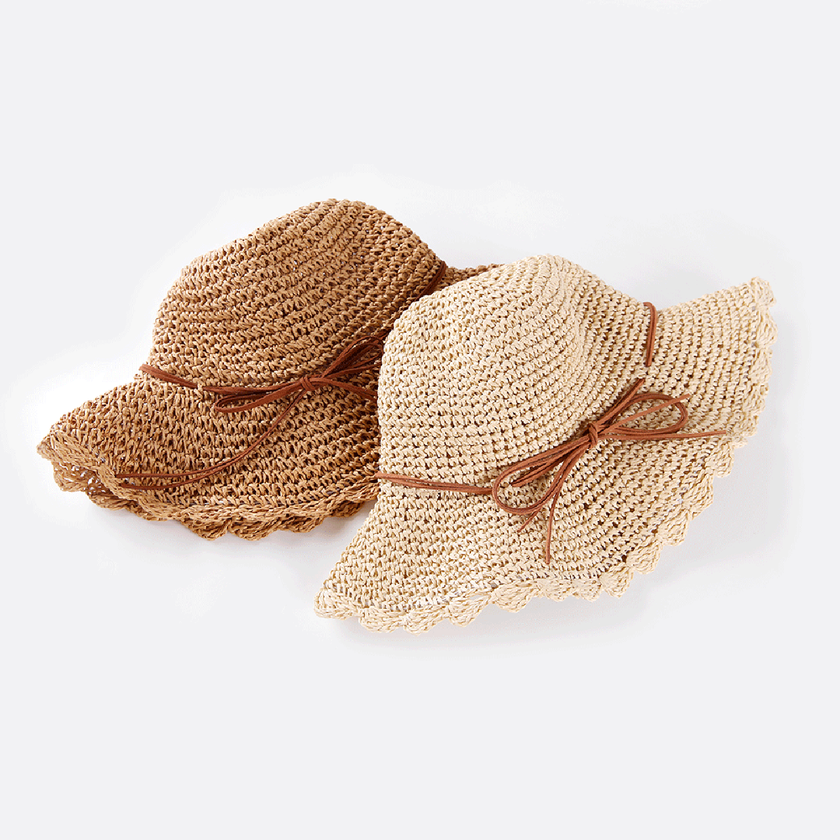 Summer New Women's Wide Brim Sun Protection Ruffled Handmade Straw Hat display picture 2