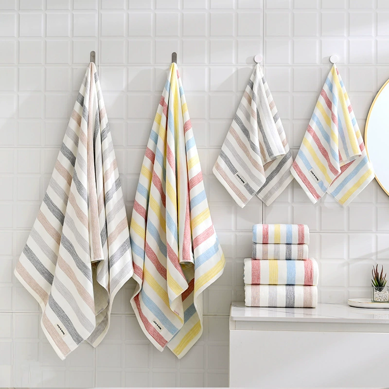 Радужная полоска полотенце хлопчатобумажное впитывание цветной пляжное полотенце в полоску утолщение и увеличенное полотенце банное полотенце трансграничная оптовая торговля