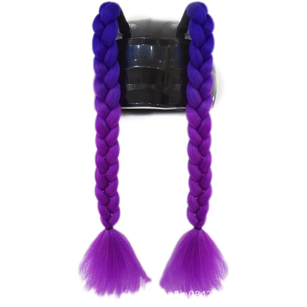 Helmet Decoration Braids Are a Hot-Selling Cross-Border Item for Motorcycle Helmets, Featuring Two Colorful Ponytail Braids