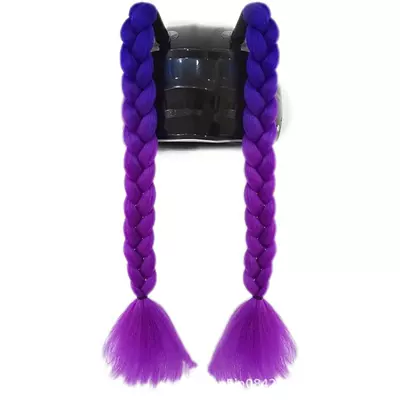 Helmet Decoration Braids Are Motosiklet dəbilqələri - 1-pair-of-blue-and-purple-ponytails