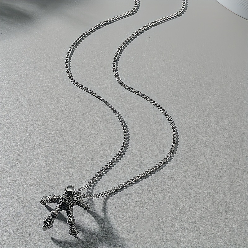 Collier dragon rétro punk personnalisé de style européen-américain pour homme, pendentif audacieux et créatif à quatre griffes de dragon._voghion.com