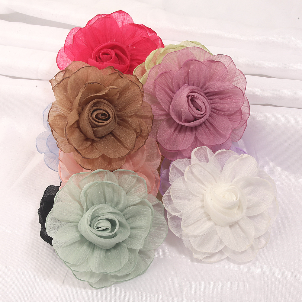 DIY burnt edge organza fabric rose bud curl flower handmade hair accessory, clothing decoration flower accessory, corsage accessory