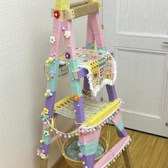 はしご猫クライミングフレーム猫スクラッチボード手作り diy 自家製猫の巣カラフルな麻ロープ装飾材料アクセサリー猫のおもちゃ