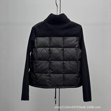 标齐蒙家双袋娃娃款羽绒服Cardigan立领拼接针织羽绒抽绳短外套