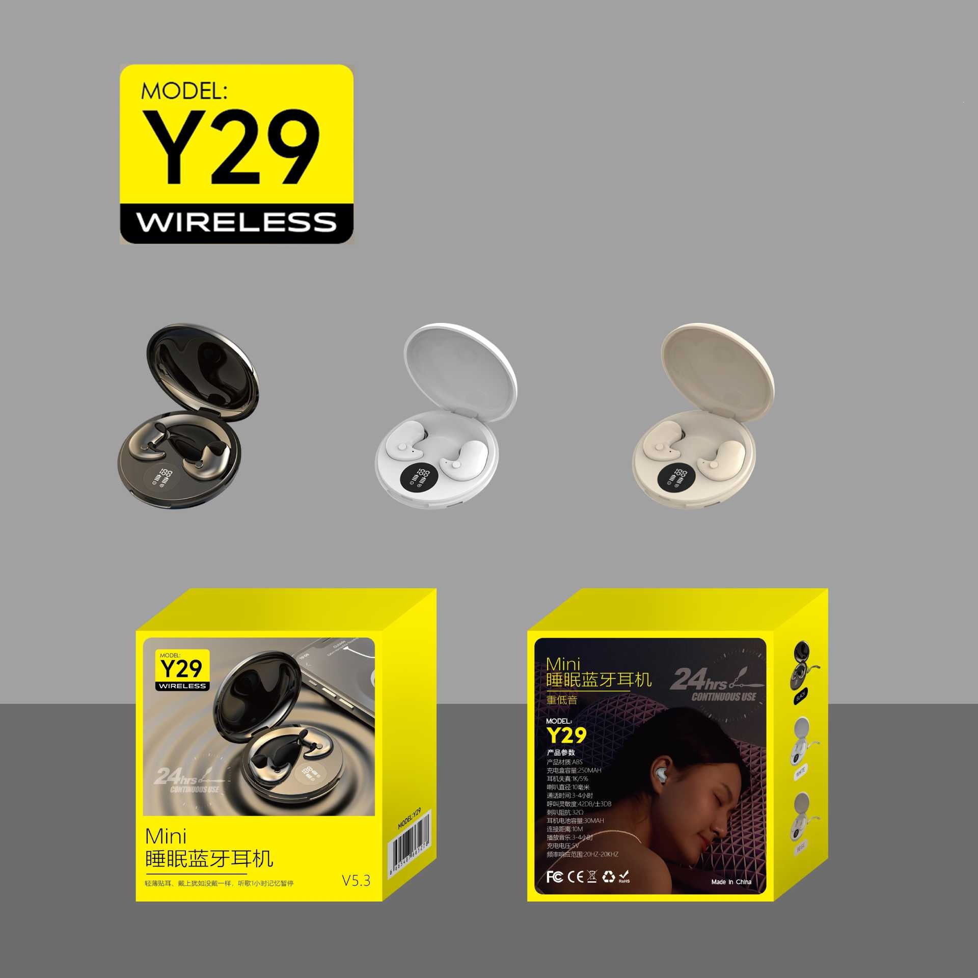 Y29 Bluetooth Headphones Sleep Wireless Headphones In-Ear High-Quality Noise-Cancelling Headphones 2025 New Bluetooth Headphones
