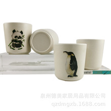 竹纖維杯子 簡約密胺竹纖維直口杯咖啡杯 創意可愛可定印花喝水杯