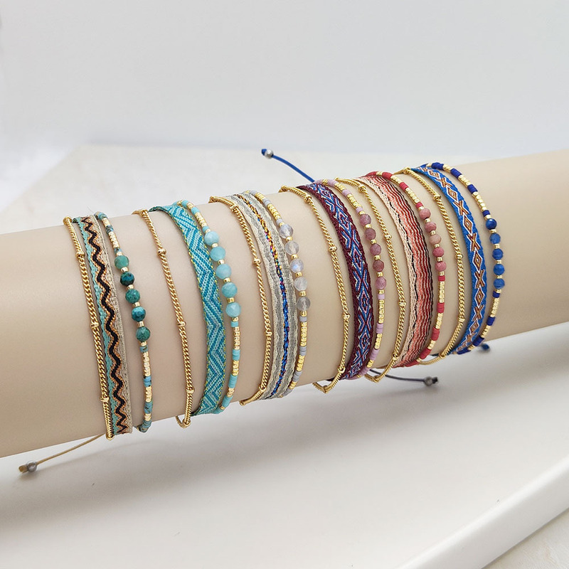 Colombian Style Ribbon Multi-layer Stacked Hand Rope European and American Simple Miyuki Bead Woven Beaded Bracelet for Women
