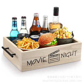 跨境木质零食储物盒咖啡饼干棉花糖收纳带提手实木收纳整理放置盒