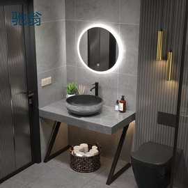 Gbm现代简约岩板浴室柜洗手池洗脸盆柜组合落地式台上盆卫生间洗
