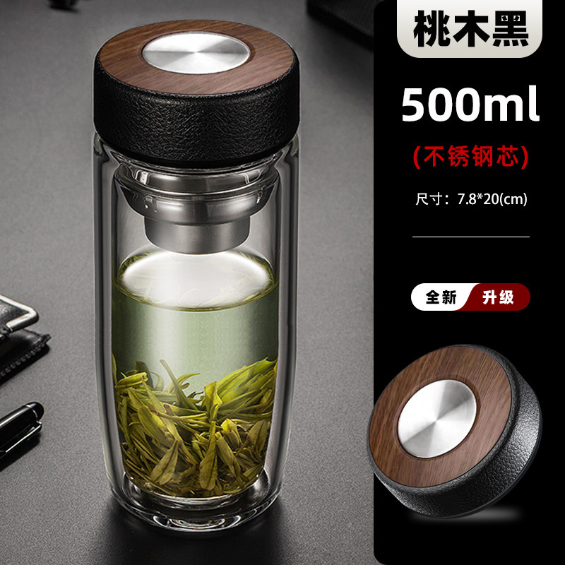 二層のガチョウの杯のガラスの杯の大容量の車のコップの男性の高温に耐えてお茶のコップの家庭用のコップを浸します。|undefined