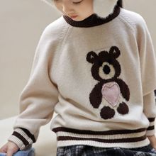 儿童小中童女孩加厚全羊毛羊毛衫25女童提花撞色高档针织毛衣