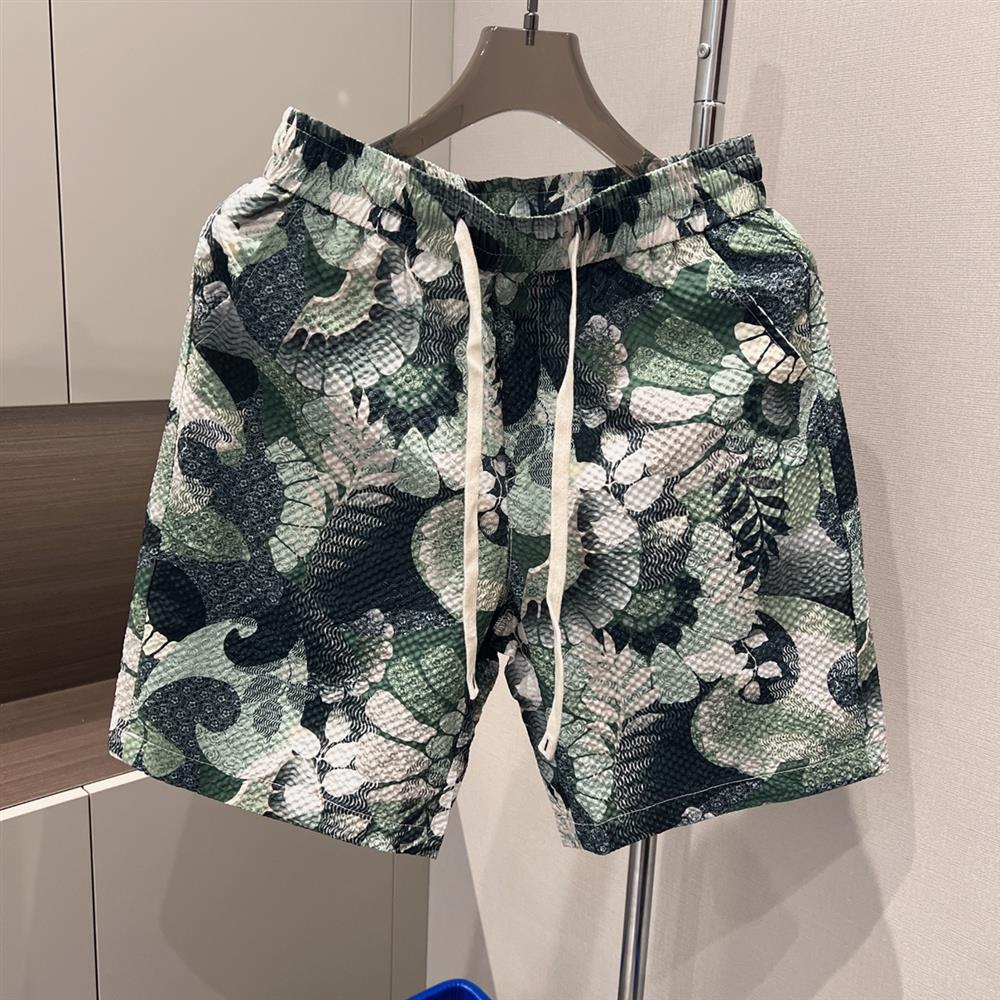 New Summer Thin Men's Casual Printed Quick Drying Beach Shorts Plus Size Straight Leg Five Point Pants_viptrois.com