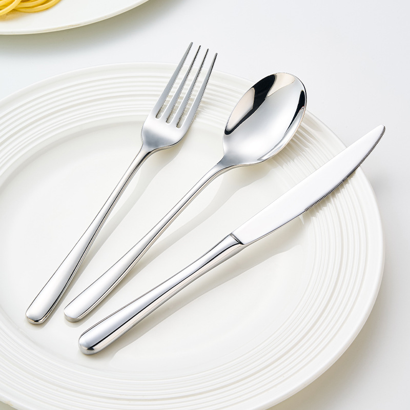 Hongjunda 316L acero inoxidable cucharas tenedor engrosado anti-escaldado cuchillo de carne cuchillo de hotel set de platos de comida occidental