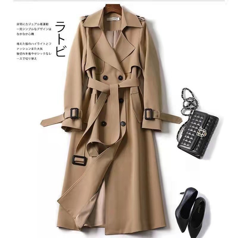 Women's Mid-Length Trench Coat 2026 Spring and Autumn New Korean Style Plus Size Petite Trendy British Style Over-The-Knee Coat