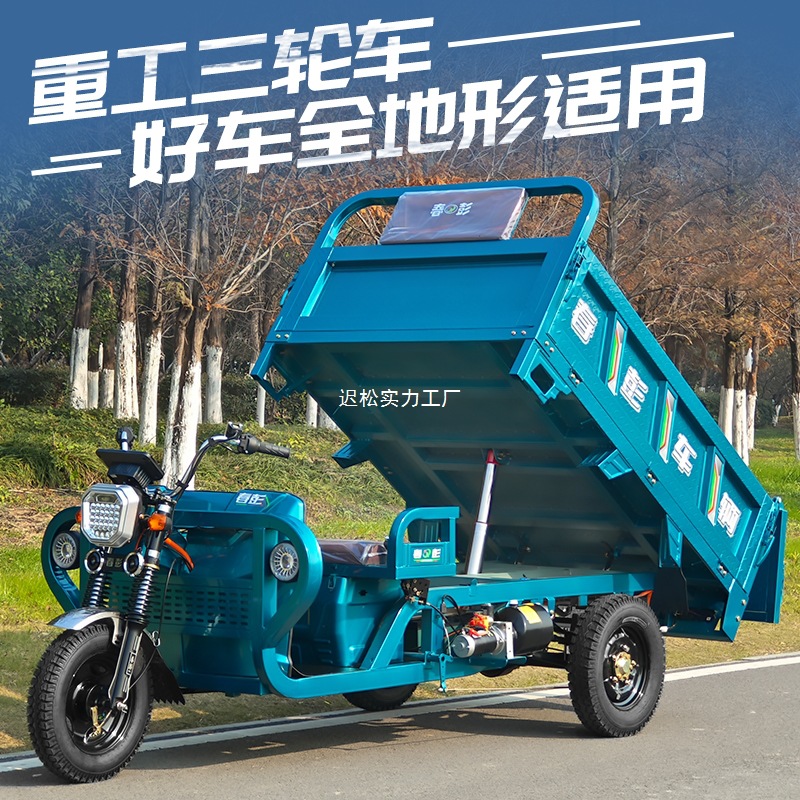 液压自卸电动三轮车拉货新款自动翻斗载重王货车大功率农用电瓶车