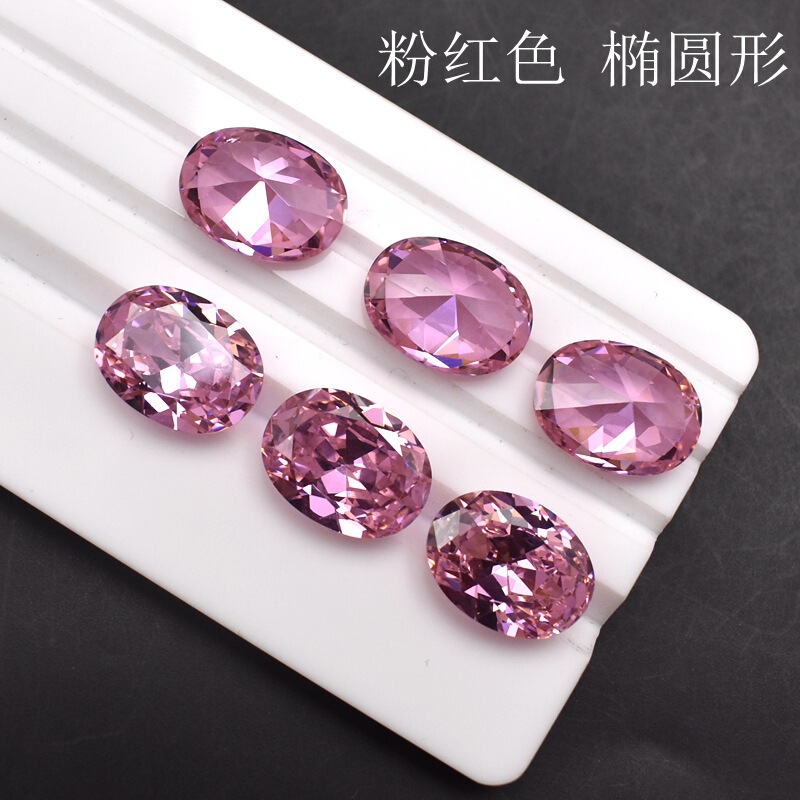 PINK Gem Oval Ringface Bare Stone PINK Diamond Egg Shaped Zircon Wholesale PINK ZIRCONIA