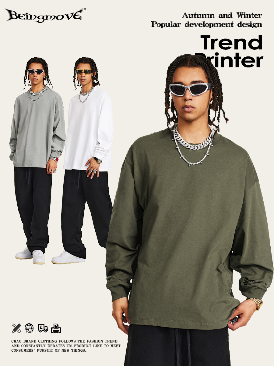 2025 otoño americano relajado casual Solona 5A funcional camiseta de manga larga camiseta deportiva camiseta legging de moda masculina