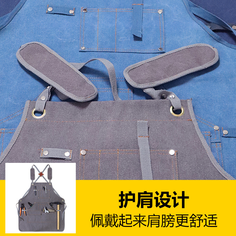 Comercio exterior engrosada lienzo delantal impermeable moderno simple ropa de trabajo estilo industrial hecho a mano electricista carpintería delantal al por mayor