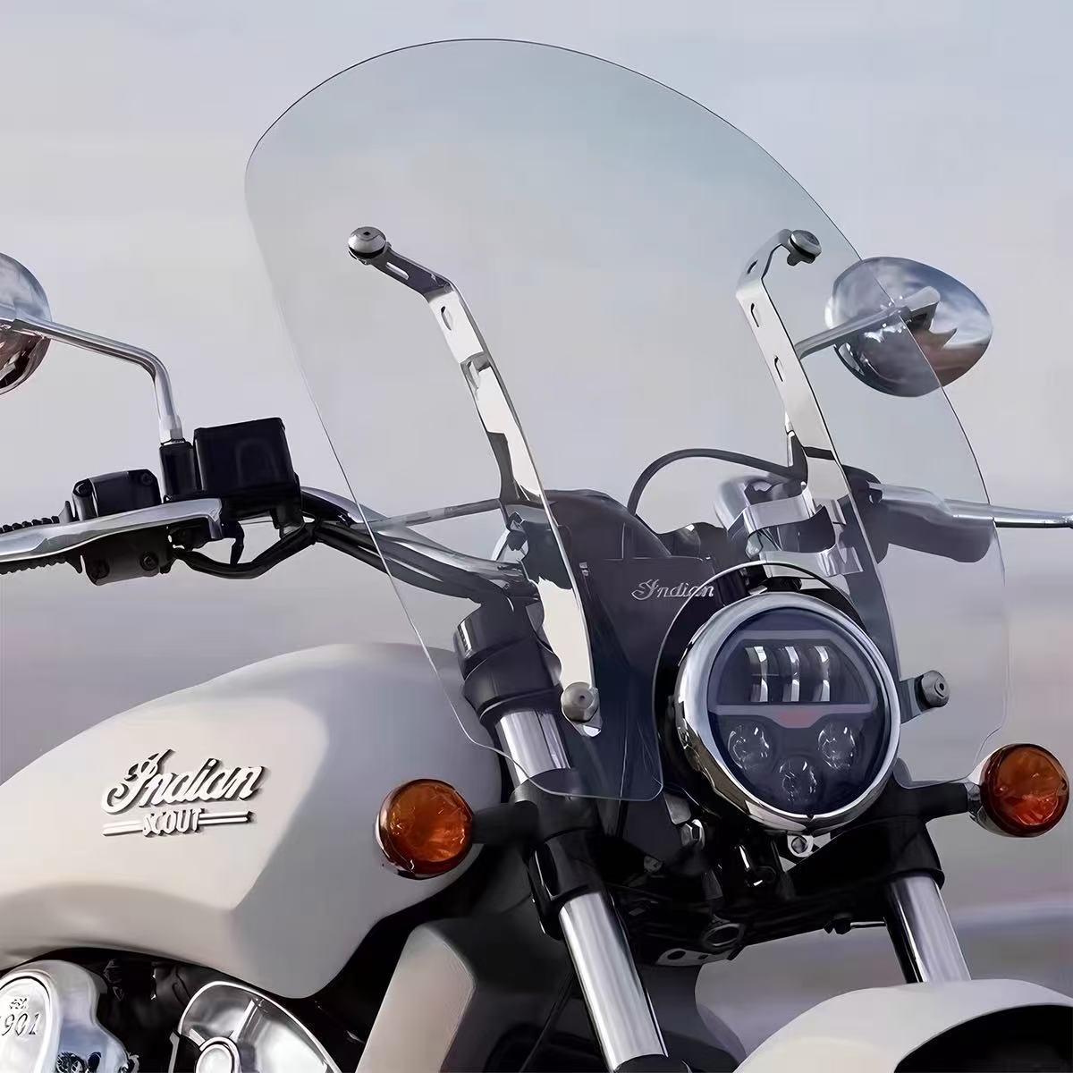 Suitable for Indian Scout Light Cavalry, front windshield, transparent windscreen, thickened 4.2MM windshield, 2016-2024 models