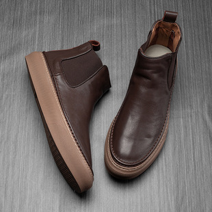 Factory direct supply winter Martin boots men's leather plus velvet mid-top British high-top leather shoes men's thick-soled short boots tide wholesale