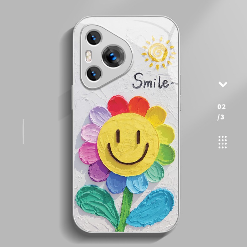Smiley Sunflower para Apple 16promax funda para teléfono móvil iPhone15/14 nueva caricatura 13 funda de vidrio