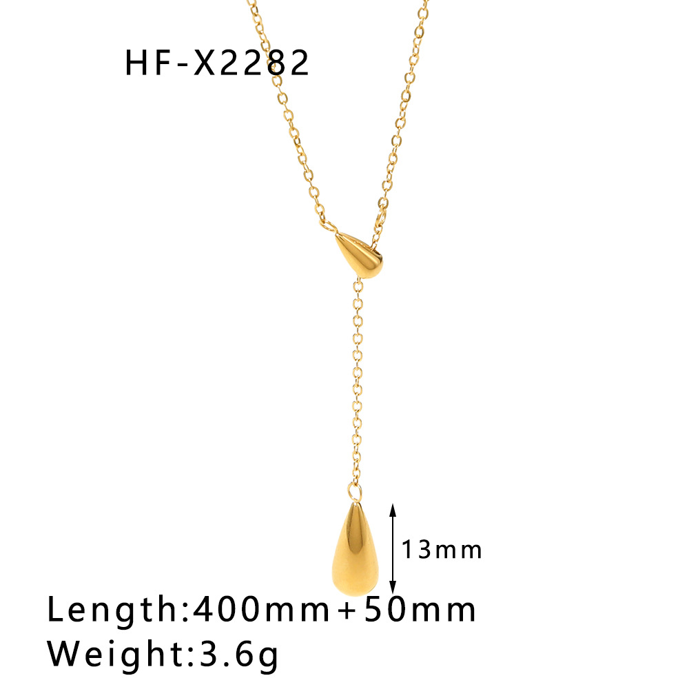 Water Droplets Pattern Women's Gender PVD Coated 18K Gold Real Gold Plated Water Droplets 304 Stainless Steel Simple Style Waterproof Non Tarnish 304 Stainless Steel Necklace