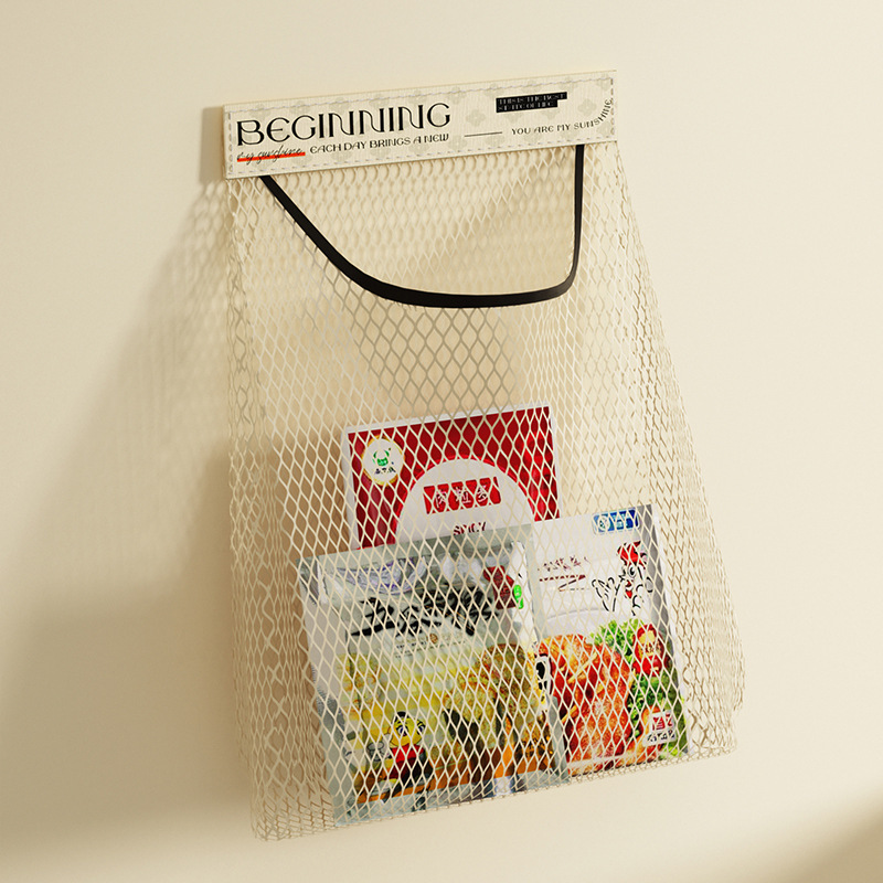 Bolsas de almacenamiento colgantes de almacenamiento doméstico de gran capacidad bolsa de almacenamiento de cocina de baño bolsa de plástico velcro bolsillo de red