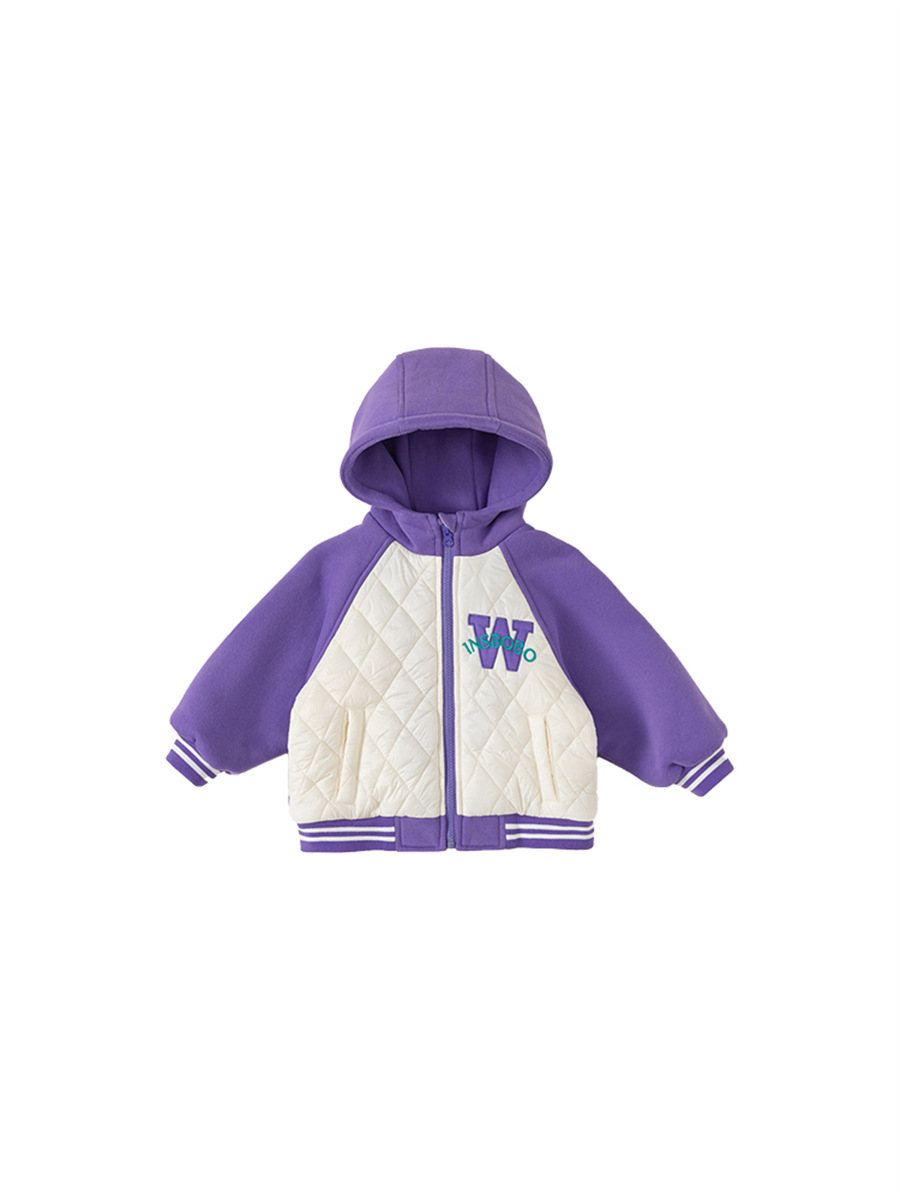 Youbao ropa para niños chaqueta para niños ropa de invierno gruesa con forro polar nueva uniforme de béisbol con capucha con letras para niñas de moda DY23034
