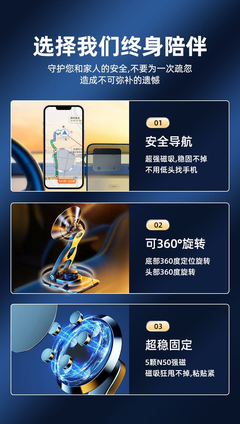 Car Navigation Mobile Phone Holder Car Dashboard Suspended Screen Navigation Foldableing Car Magnetic Universal Holder