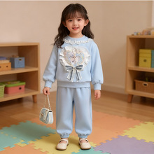 HD女童艾莎卫衣卫裤两件套装2025新款甜美花边宽松 女宝秋季套装