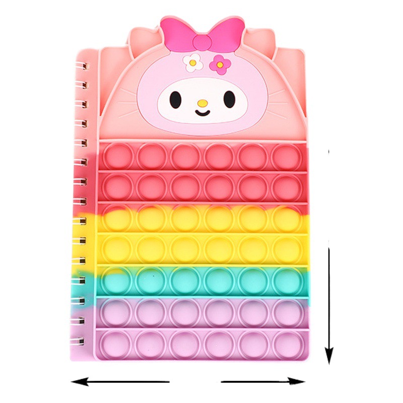 Ratón asesino pionero cuaderno educativo burbuja libro de descompresión lindo de dibujos animados pop it juguete Arco Iris prensa libro de música
