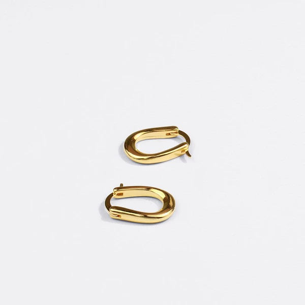 Irregular U-shaped earrings-gold
