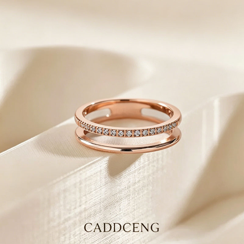 Cross-border Hot Hollow Double-layer Micro Diamond Ring Women's South Korea Fashion Elegant Stainless Steel Rose Gold Internet Celebrity Jewelry Cross-border Hot Hollow Double-layer Micro Diamond Ring Women's South Korea Fashion Elegant Stainless Steel Rose Gold Internet Celebrity Jewelry