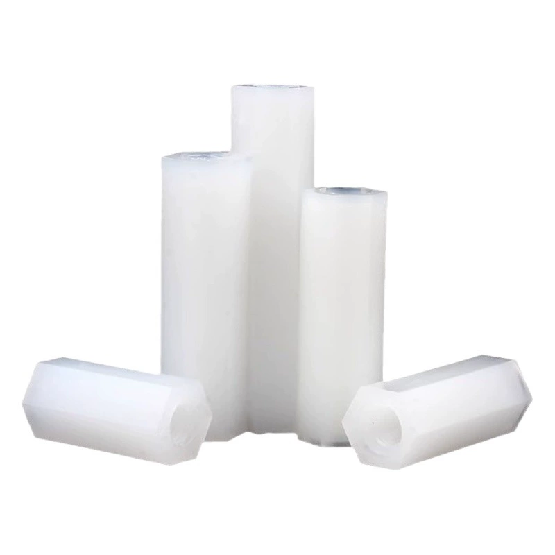 Белая двухпроходная шестиугольная нейлоновая колонка с изоляционной прокладкой для печатной платы PA66 пластиковая шестиугольная изоляционная колонна M2-M6