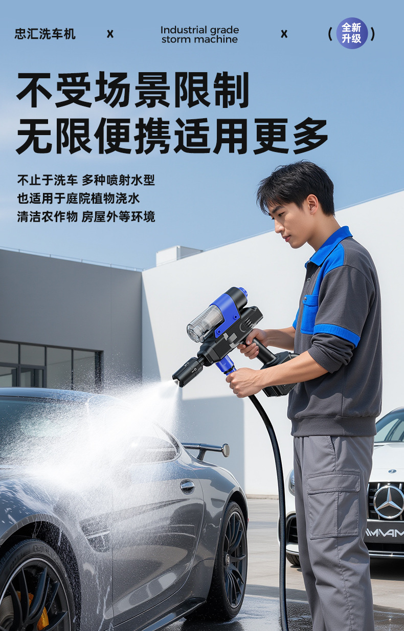 Cross-Border New Model Multifunctional Wireless Car Washing Machine, High-Pressure Water Gun, Storm Charging, High-Power Vacuum Cleaner
