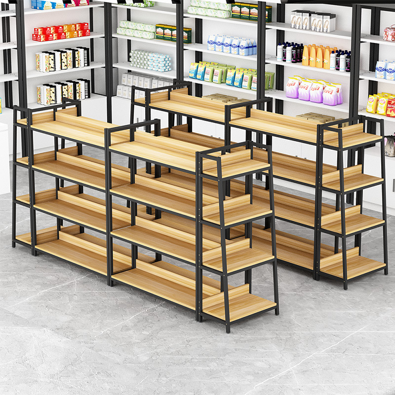 Estante de exhibición multicapa combinado contra la pared contenedor tienda de ropa bolsa tienda de conveniencia snack estante de exhibición armario de almacenamiento