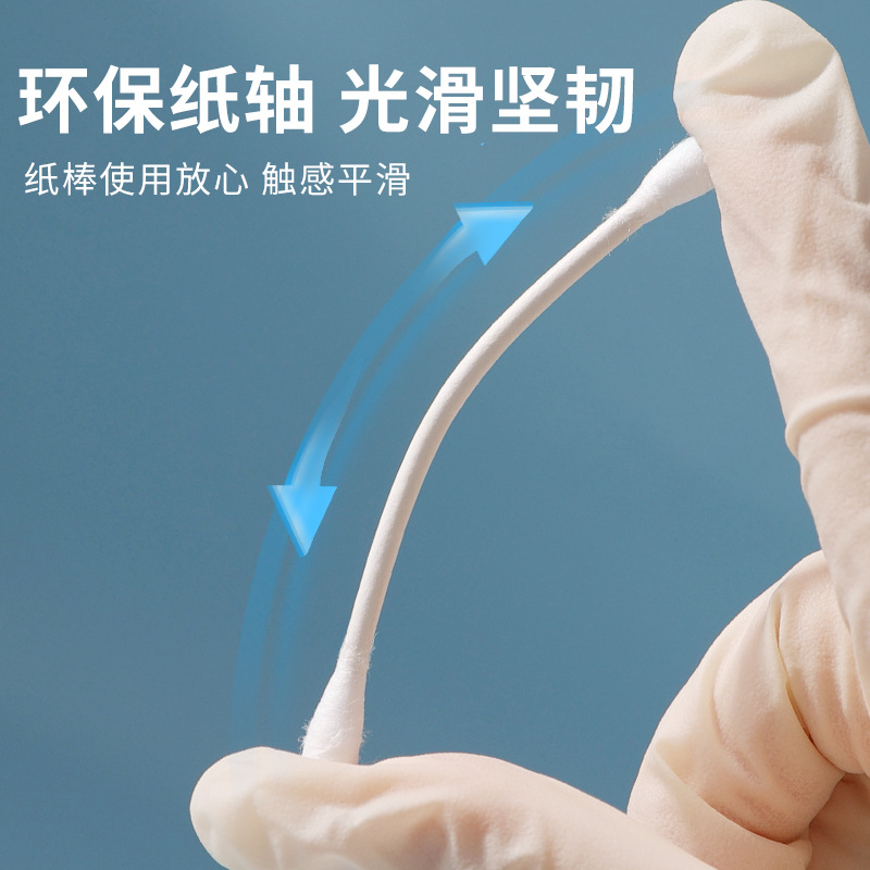 Hisopos de algodón desechables de doble punta con punta de papel (premium), 100/unidad, hisopos de algodón absorbentes para limpieza y desinfección, grado médico transfronterizo aprobado por la FDA