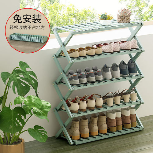 Shoe rack home indoor good-looking simple door bedroom dormitory storage artifact foldable installation-free bamboo shoe cabinet