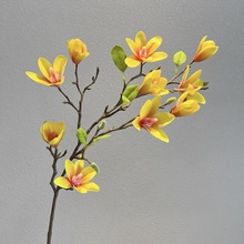 仿真10头玉兰花 家居餐桌假花摆件茶几玄关花艺装饰长枝插花摆设