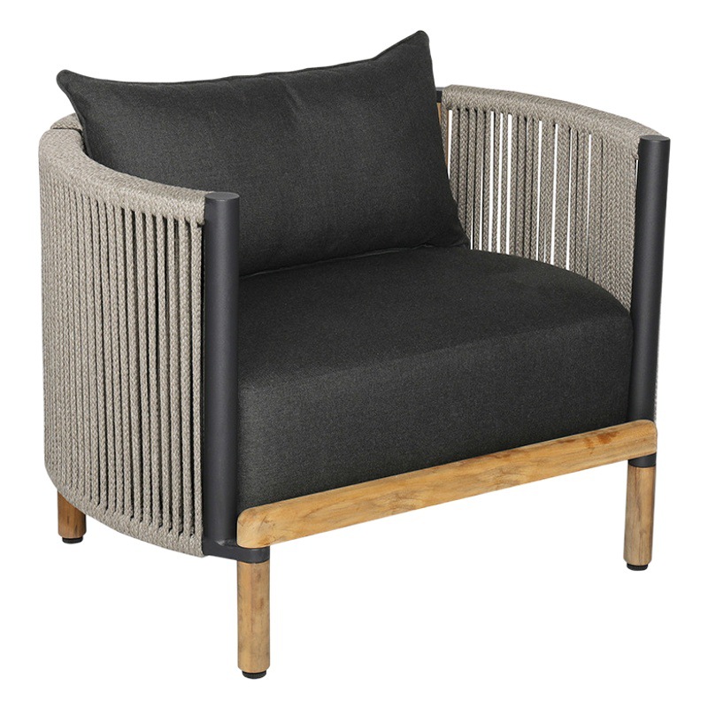 Sofá de madera maciza para exteriores, muebles impermeables y resistentes al sol para jardín o patio, conjunto de sofás de ratán para ocio en villas.