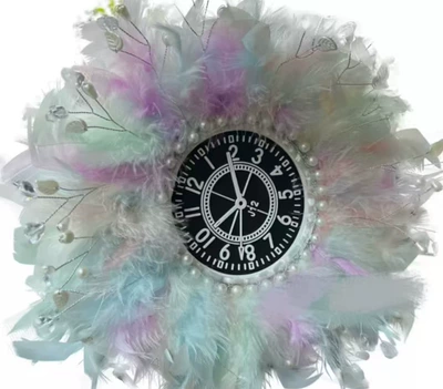 Large Feather Anti-Slip Mat Heart – Car ornaments - 32-colorful-new-chicken-feather-clock-cushion