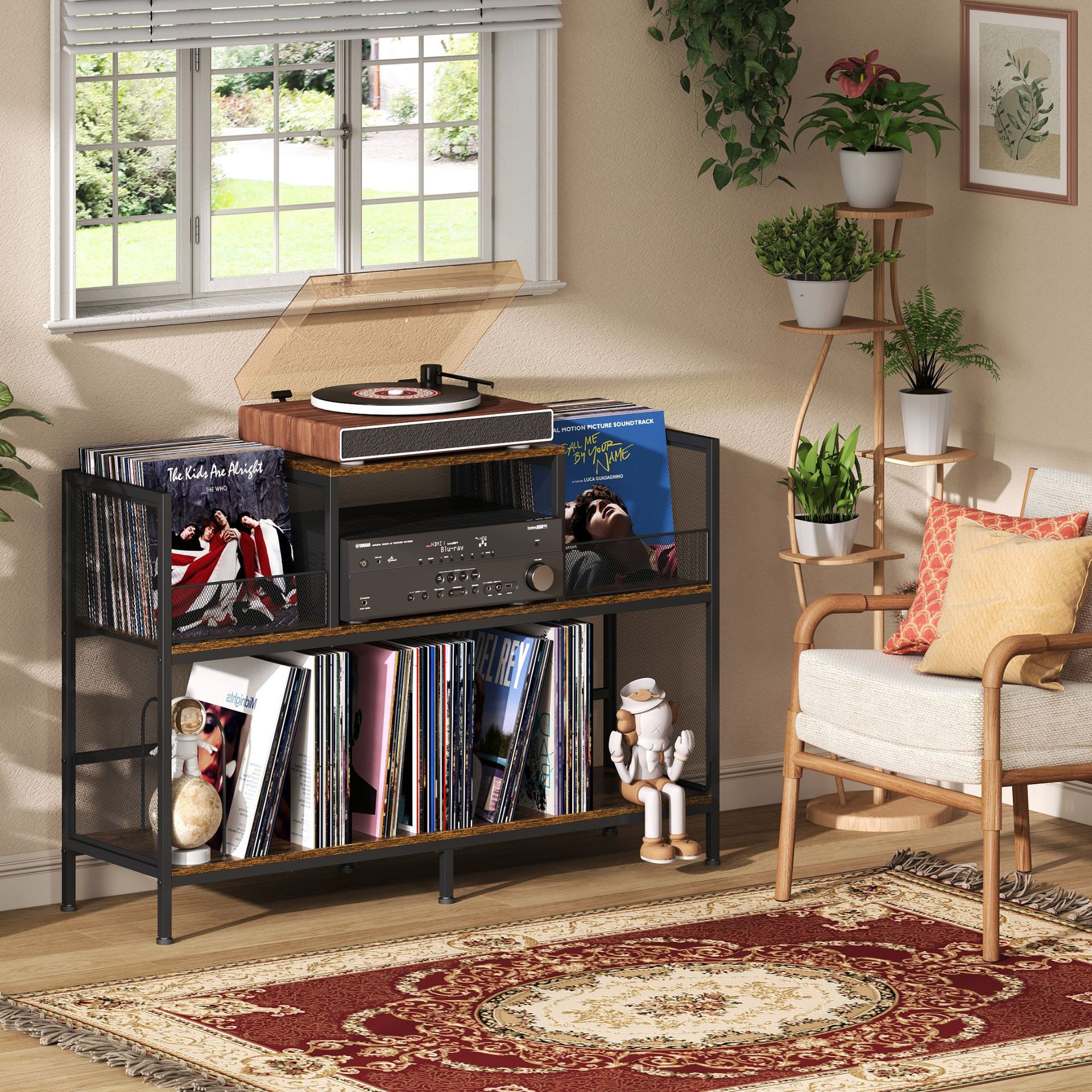 Living Room Furniture Bilateral Record Player Storage Rack Vinyl Record Large Capacity Storage Mail Order Packaging Cross-Border Supply