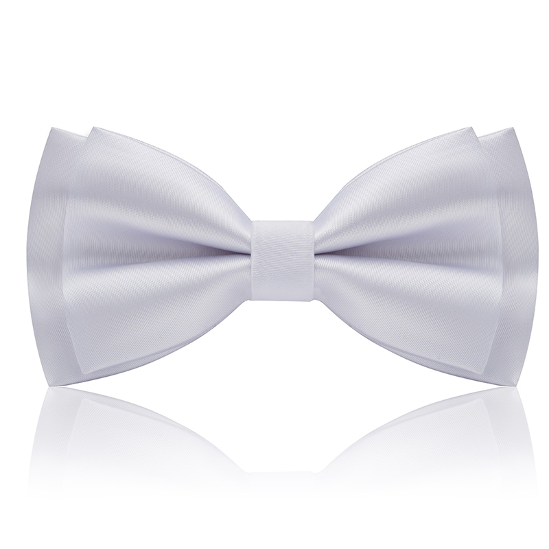 흰색 광택 있는 상단은 짧고 하단은 긴 나비넥타이