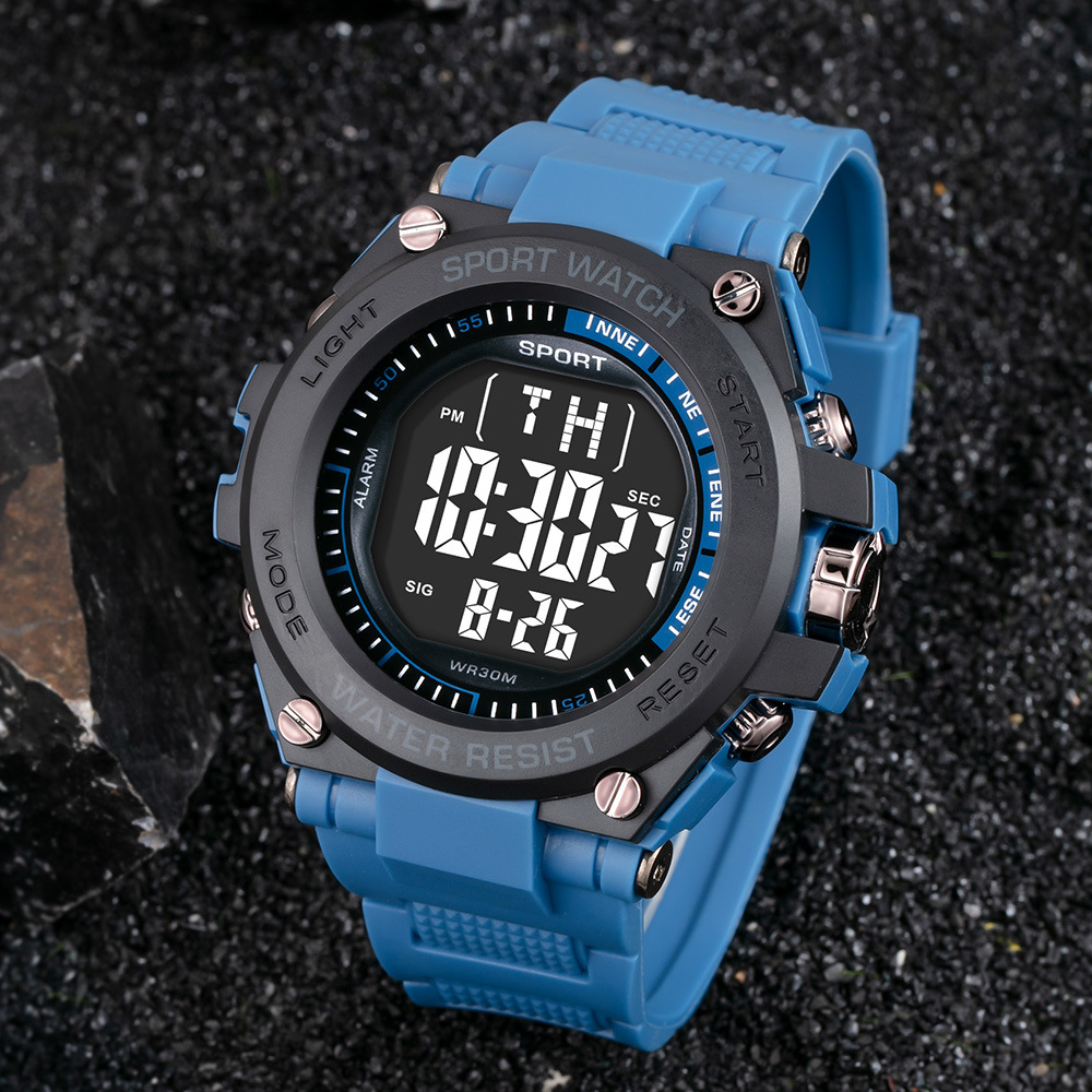 Reloj electrónico de deportes de estudiantes de secundaria y secundaria transfronterizos de gran dial personalizado alarma de luz nocturna al aire libre reloj electrónico