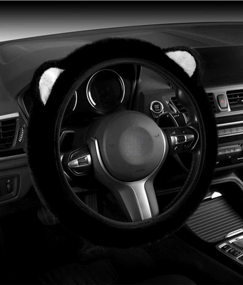 Autumn and Winter Cold Protection — Steering wheel cover - black-ears-universal