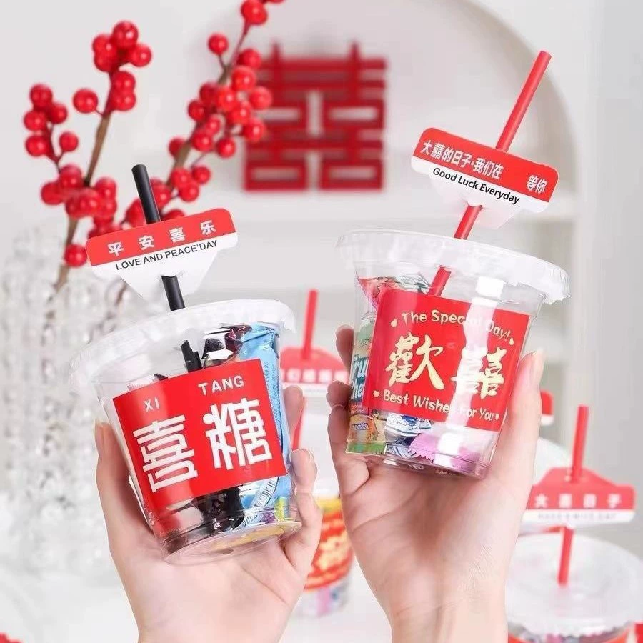 Свадебная коробка Подарки Подарки Свадебные конфеты Коробка Красный День Святого Валентина Премиум Прозрачная пустая коробка для чая с молоком Чашка помолвлена