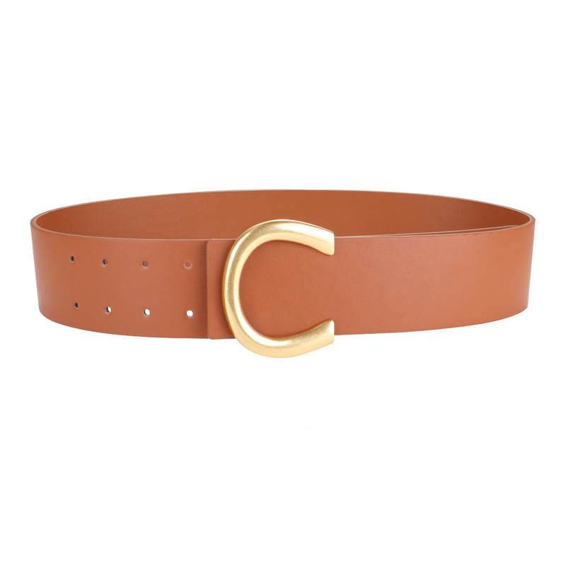 Women's Coat Wide Belt Women's Decorative Fashion Dress Tight Waist Suit Cowhide Black Waist Seal Belt for Women