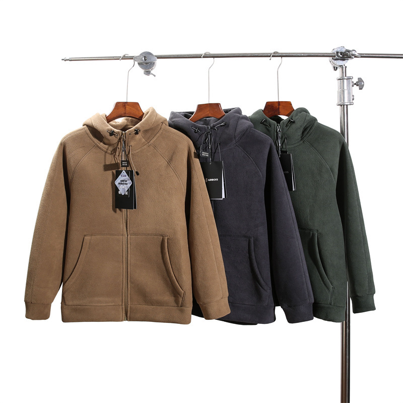 Autumn and Winter Fleece Clothes Men's and Women's Same-style Hooded Cardigan Warm Sweater Thickened Fleece Sweater Jacket