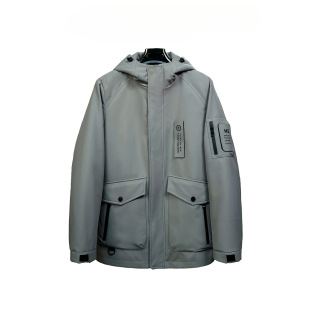 2024 Winter Men's Tooling Hooded Rabbit Feather Jacket New Windproof Jacket Urban Outdoor Jacket Jacket