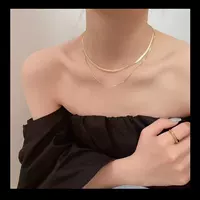 Экспорт 18-каратного золотого ожерелья Золотая цепочка на ключицу Плоская змеиная кость Настоящее золото для подруги Ежегодная встреча Подарок на день рождения Мягкая змеиная кость